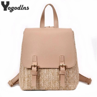 Straw Backpack for Women Teenager Girls Shoulder Bag Casual Female Travel Daypack mochila feminina 2020 High Capacity Rucksack