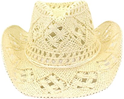 Straw Western Cowboy Hat Hand Made Beach Sunhats Party Sun For Man Woman Curling Brim Cap Sun Protection Unisex Hats Beige