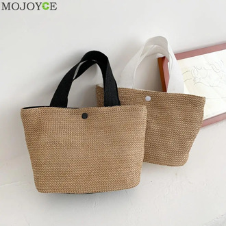 Straw Women Handbag Summer Fashion Classic Texture Creative Design Chic Casual Woven Beach Bucket Bags Female Daily Totes