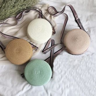 Straw Woven Round Women's Shoulder Bag Fashion Travel Beach Messenger Bag Shopping Tote Bag Leisure Bag