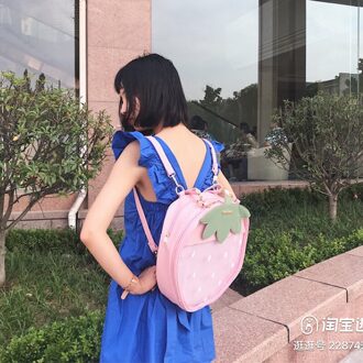 Strawberry Lolita Tas Ita Bag Clear Rugzak Voor Tienermeisjes Schooltas Dames Transparante Rugzak Tas Rood Itabag Pu Leer Roze