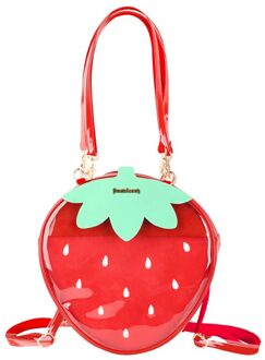 Strawberry Lolita Tas Ita Bag Clear Rugzak Voor Tienermeisjes Schooltas Dames Transparante Rugzak Tas Rood Itabag Pu Leer