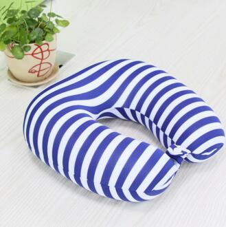 Streep Kinderen Volwassen Nekkussen U-Vorm Kussen Nano Kralen Nek Bescherming Kussen Hoofdsteun Reizen Office Zachte Kussen Blauw