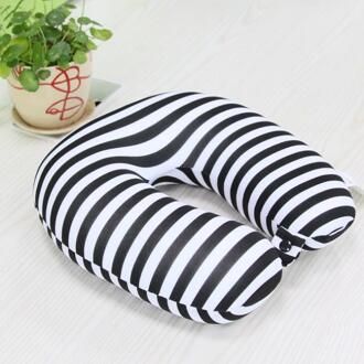 Streep Kinderen Volwassen Nekkussen U-Vorm Kussen Nano Kralen Nek Bescherming Kussen Hoofdsteun Reizen Office Zachte Kussen zwart