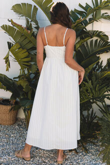 Streepjesshirt Maxi-jurk met Zakken Wit