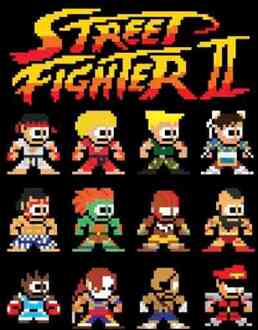 Street Fighter 2 Pixel Characters Men's T-Shirt - Black - S Zwart