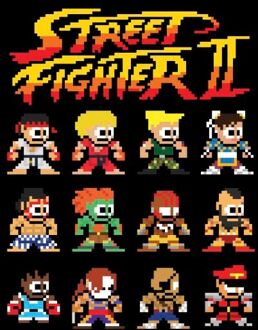 Street Fighter 2 Pixel Characters Women's T-Shirt - Black - 4XL Zwart