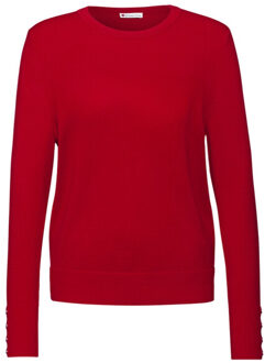 Street One a303500 basic sweater button detail Rood - 40
