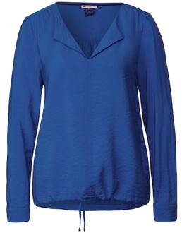 Street One a344385 solid splitneck blouse Blauw - 44