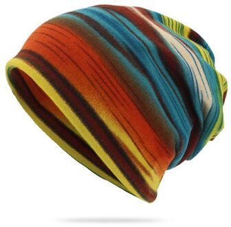 Streetwear Hippie Hoed Unisex Streep Print Beanie Muts Sjaal Casual Outdoor Convertible Winddicht Cap Winter Hoeden Voor Vrouwen Mannen LB