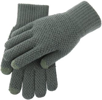 Streetwear Mannen Handschoenen Winter Vrouwen Volledige Vinger Wanten Verdikte Gebreide Warme Wollen Vrouwen Handschoenen Перчатки groen