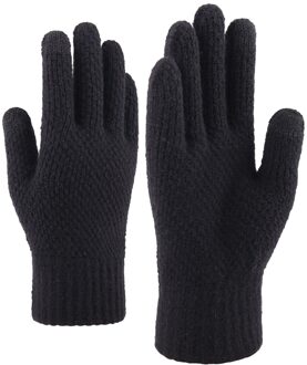 Streetwear Mannen Handschoenen Winter Vrouwen Volledige Vinger Wanten Verdikte Gebreide Warme Wollen Vrouwen Handschoenen Перчатки zwart