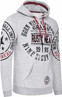 Streetwear trui met capuchon en prints - maat L Grijs