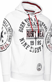 Streetwear trui met capuchon en prints Wit - S