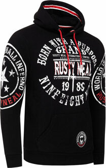 Streetwear trui met capuchon en prints Zwart