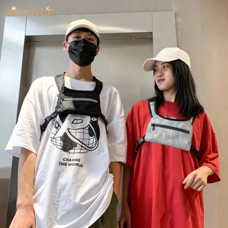 Streetwear Vest Chest Bag Hip Hop Shoulder Pouch Classic Unisex Casual Nylon Waistcoat Chest Bag Classic Vintage Bag