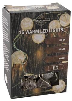 Strengverlichting Bol 15 LED batterij Wit