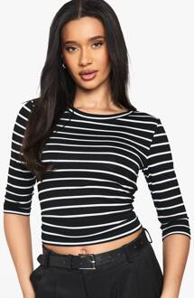 Strepen 3/4 Mouw Top, Black/White - 34