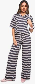 Strepen Broek Met Wijde Pijpen, Navy - 36