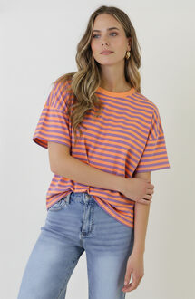 Strepen T-Shirt Katoen Lila Orange Lila/Oranje
