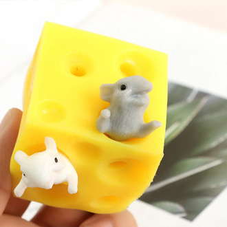 Stress Relief Toy Mouse and Cheese Toy Sloth Hide and Seek 2 Squishable Figures And Cheese Block Stress Busting Fidget Toys Gift
