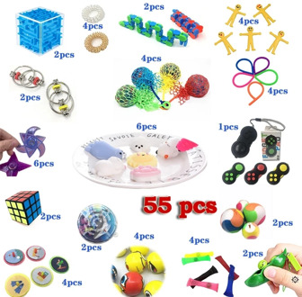 Stress Relieve Fidget Toy Combination 55 Pieces Extrusive-Solving Kids Hot Selling Various Styles Set Wholesale