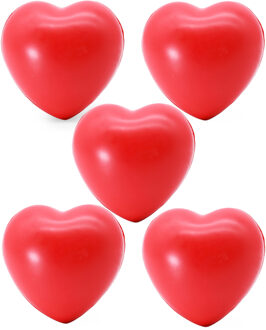 Stressbal hartje - 5x - rood - 7 cm - knijpbal - verbeter de focus