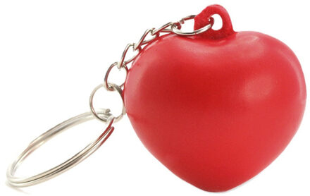Stressbal sleutelhanger hartje 3,6 cm - Action products - rood