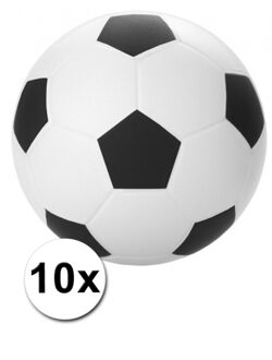 Stressbal voetbal - 10x - 6 cm - knijpbal - verbeter de focus