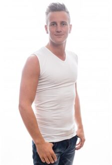 Stretch 1-pack Mouwloos T-shirt V-hals Wit S (1600)