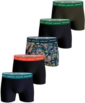 Stretch Boxershorts Heren (5-pack) donker blauw - groen - zwart - oranje - M