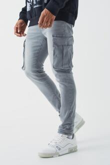 Stretch Cargo Skinny Jeans, Mid Grey - 34R