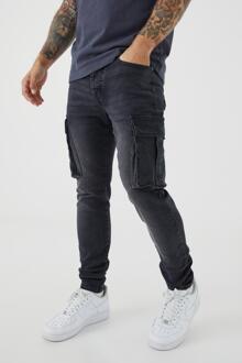 Stretch Cargo Skinny Jeans, Washed Black - 34R