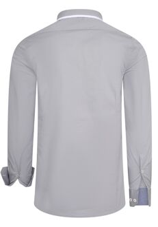 Stretch casual overhemd met dubbele kraag Donkergrijs - 2XL