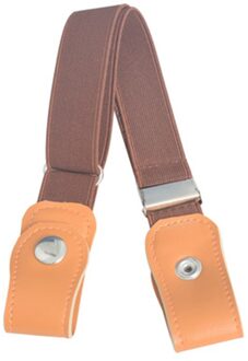 Stretch Elastische Taille Riem Mode Stretch Kinderen Elastische Riemen Gesp-Gratis Onzichtbare Verstelbare Tailleband YL5 Bruin
