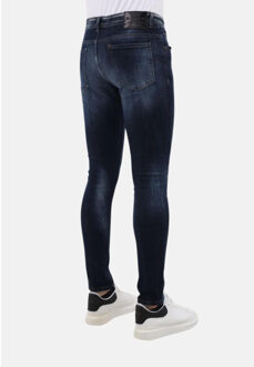 Stretch jeans slim fit met scheuren mm Blauw - 38