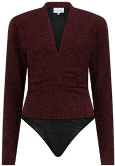 Stretch lurex body Healey  rood Bordeaux - 34,