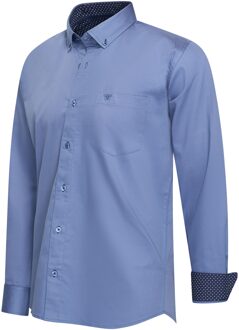 Stretch overhemd ancona Blauw - XL