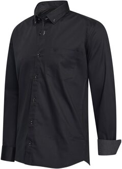 Stretch overhemd ancona Zwart - L
