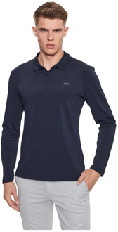 Stretch Polo Shirt - Nieuwe Technologie, Lange Mouw Guess , Blue , Heren - 2Xl,Xl,M,S