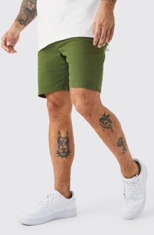 Stretch Skinny Fit Chino Shorts Met Tailleband, Khaki - 28