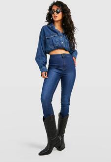 Stretch Skinny Jeans Met Hoge Taille, Mid Blue - 34