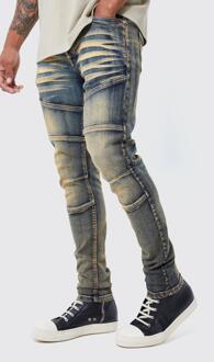 Stretch Skinny Jeans Met Panelen, Mid Blue - 32R