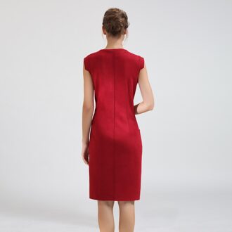 Stretch suede jurk Bessenrood - M