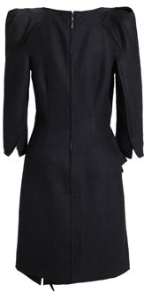 Stretch suede jurk met ruches op rok Zwart