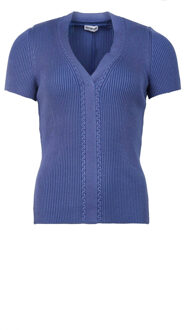 Stretch top met V-hals Emma  blauw