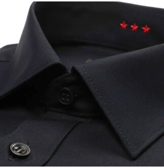 Strijkvrij Overhemd Body Fit Zwart   42