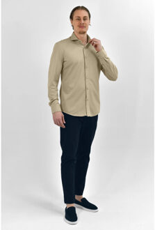 Strijkvrij overhemd japanese knitted - Beige - 37 (S)