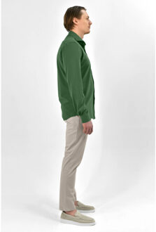 Strijkvrij overhemd japanese knitted - Groen - 37 (S)