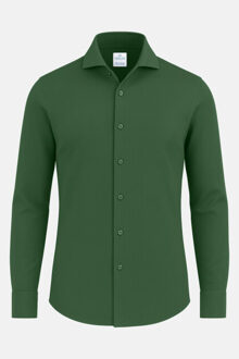 Strijkvrij overhemd japanese knitted - Groen - 43 (XL)